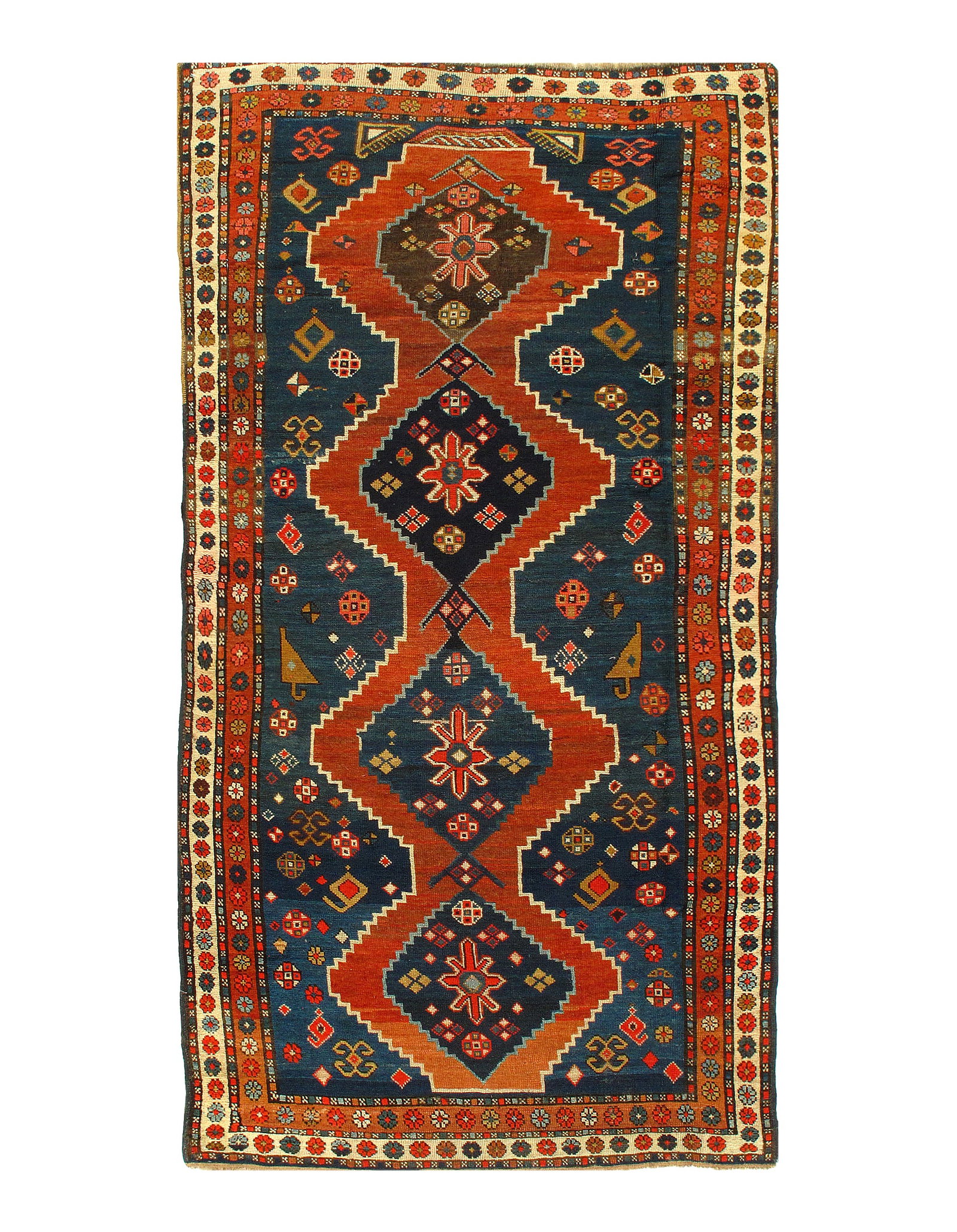 Antique Russian Kazak - 3'8" x 7'6": Antique Russian Kazak - 3'8" x 7'6" - Circa 1940, Kazak, Hand-Knotted, Lamb's Wool, 300 -D10840- 862.This item is part of our fine auction collection which includes many fine home accessories includin