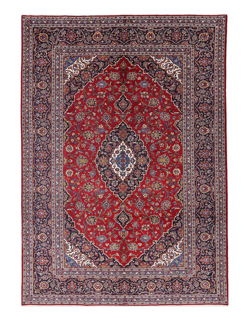 Red color Hand knotted Persian Kashan 8'x11'6" (1 of 5)