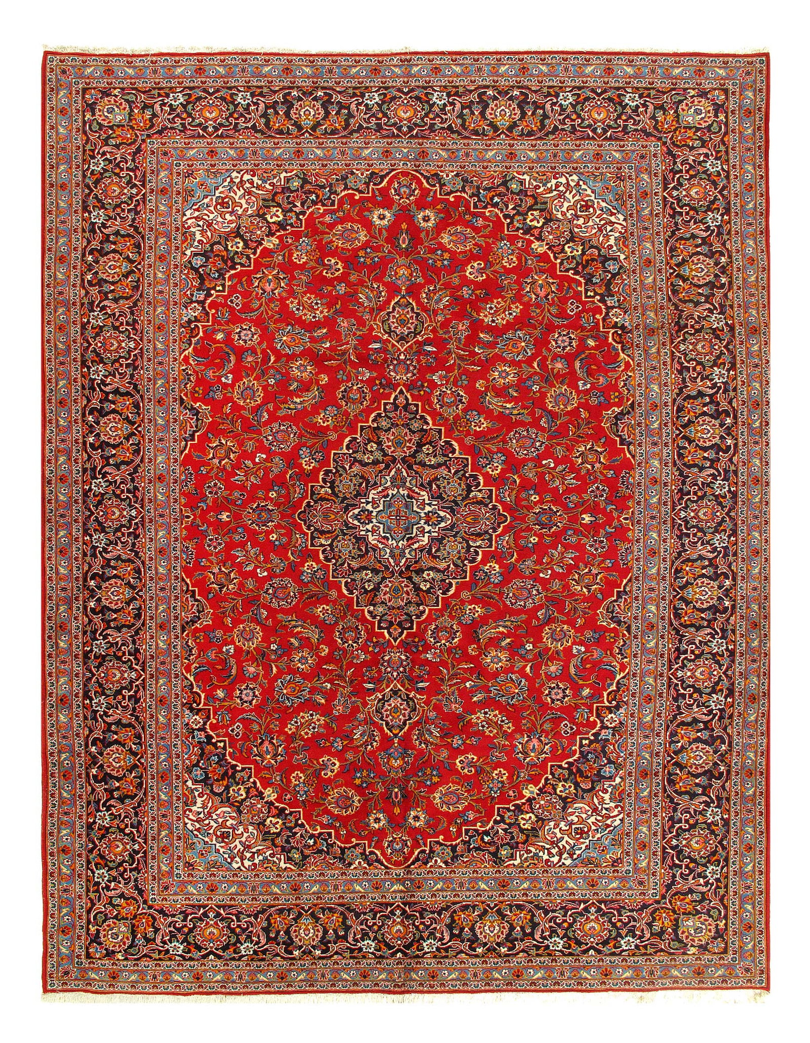 Red Sami Antique Persian Hand Knotted Kashan 10'2'' X 13'2'': Red Sami Antique Persian Hand Knotted Kashan 10'2'' X 13'2'' - Circa 1970, Kashan, Hand-Knotted, Lamb's Wool, 300 -16071- 862.This item is part of our fine auction collection which includes many fine 