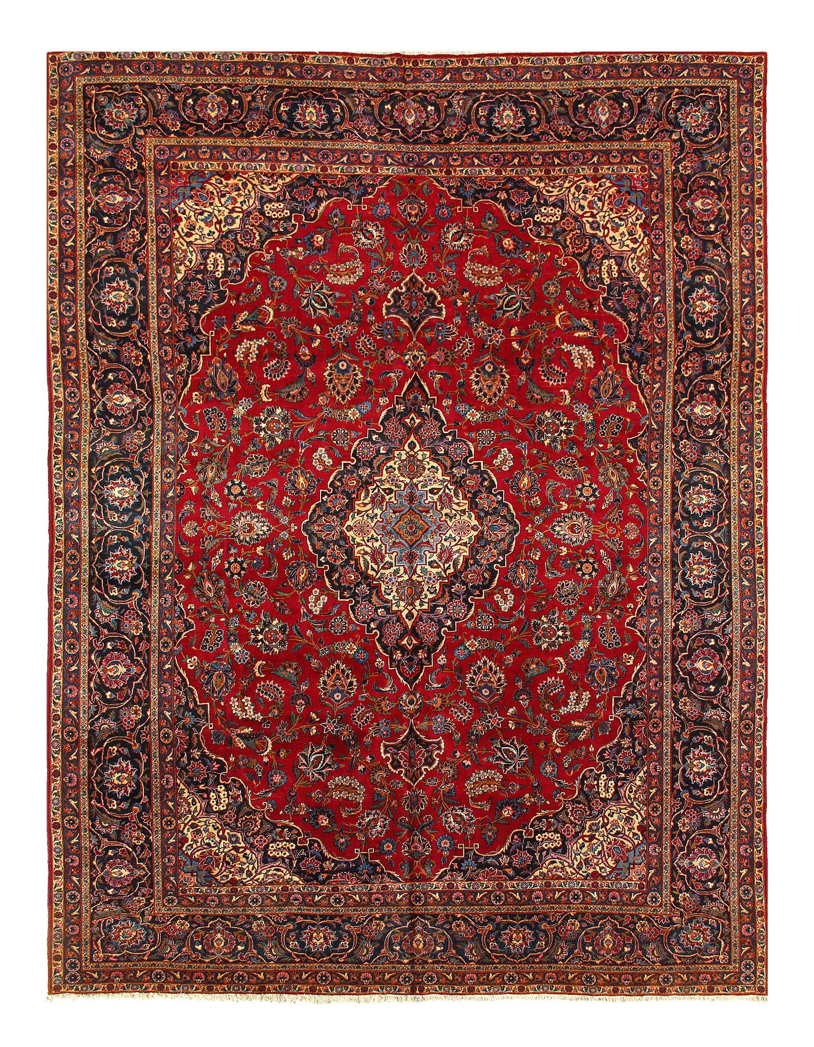 Red Persian Hand Knotted Kashan 10'11'' X 14'2'' (1 of 3)