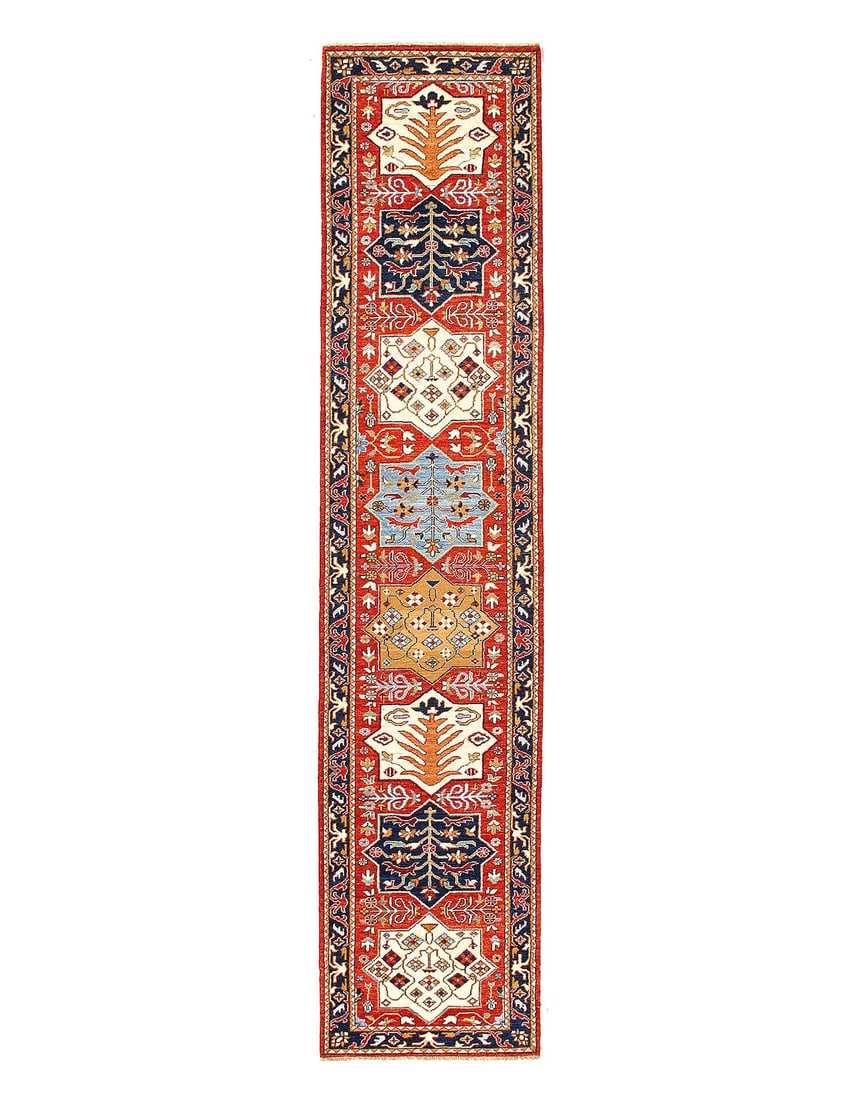 Super Karaja Lamb's Wool Runner 2'7"X 11'11": Super Karaja Lamb's Wool Runner 2'7"X 11'11" - NEW, Karaja, Hand-Knotted, Lamb's Wool, 300 -D14247- 862.This item is part of our fine auction collection which includes many fine home accessories inclu