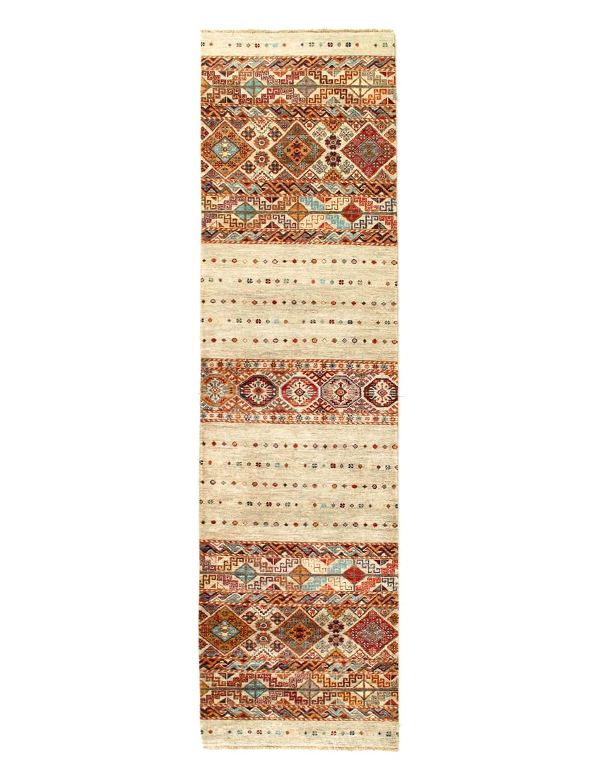 Super Khorjin design Lamb's Wool Rug 2'9"X 10'1": Super Khorjin design Lamb's Wool Rug 2'9"X 10'1" - NEW, Karaja, Hand-Knotted, Lamb's Wool, 300 -D14104- 862.This item is part of our fine auction collection which includes many fine home accessories i