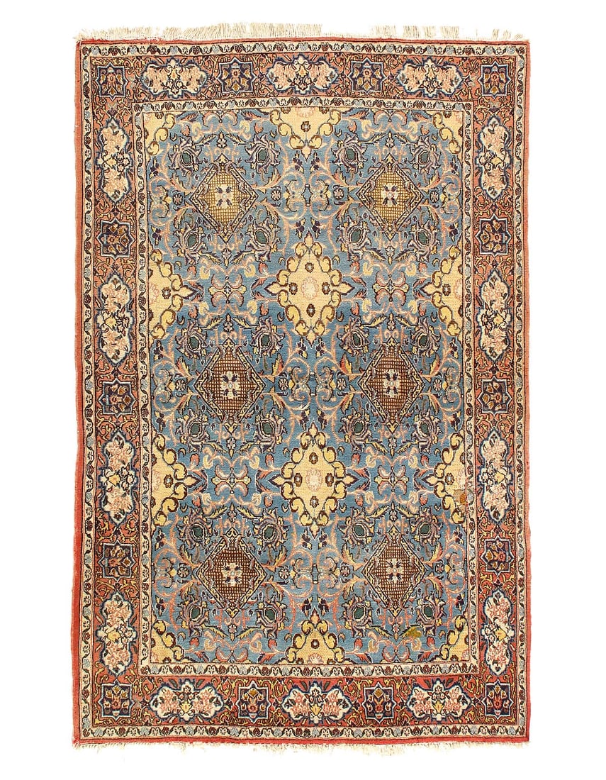 Fine Hand knotted Persian Vintage Isfahan rug 4'5'' X 6'11: Fine Hand knotted Persian Vintage Isfahan rug 4'5'' X 6'11 - 1970, Isfahan, Hand-Knotted, Lamb's Wool, 300 -D12227- 862.This item is part of our fine auction collection which includes many fine home a