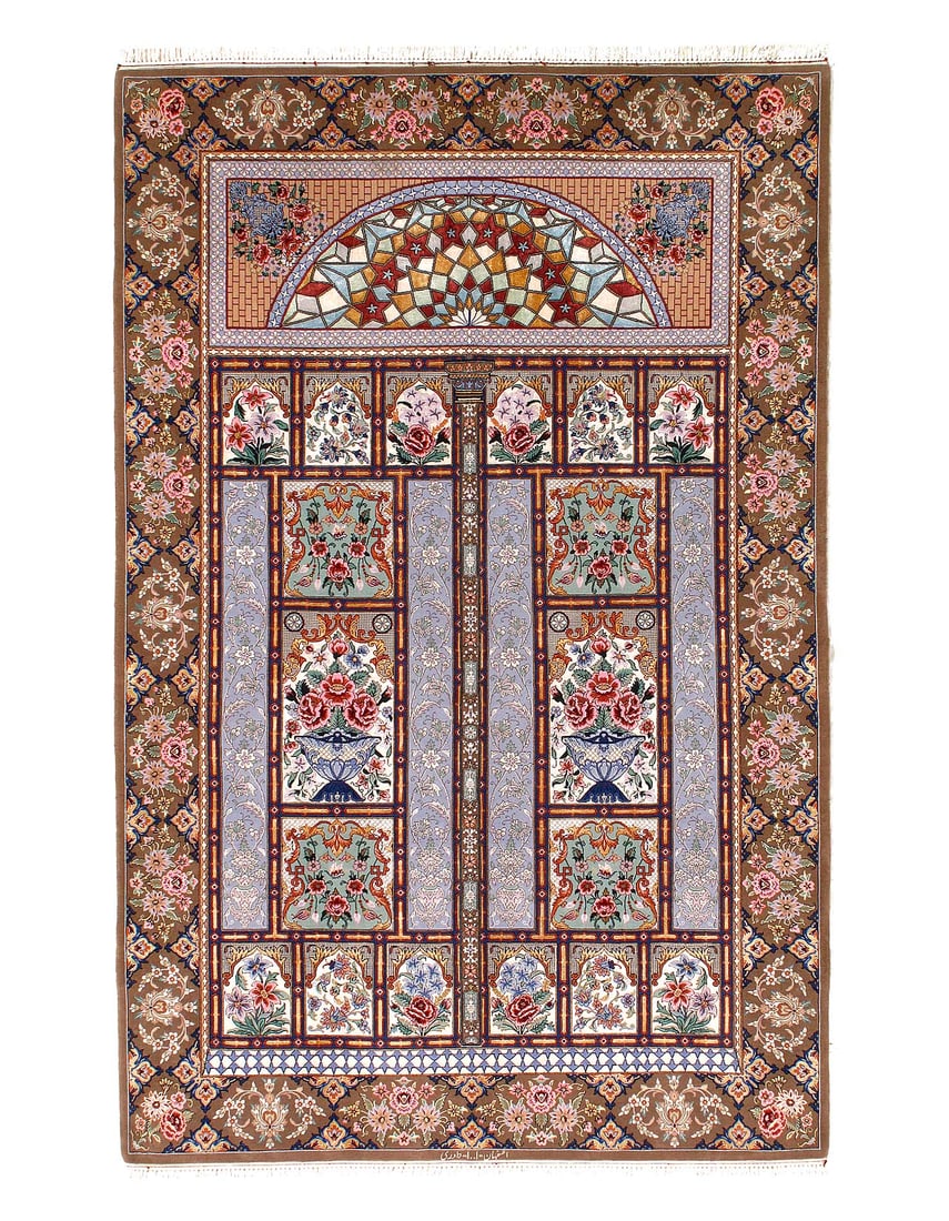 Super Fine Hand Knotted Persian silk & wool Isfahan Rug 4'7'' X 7'2'' (1 of 13)