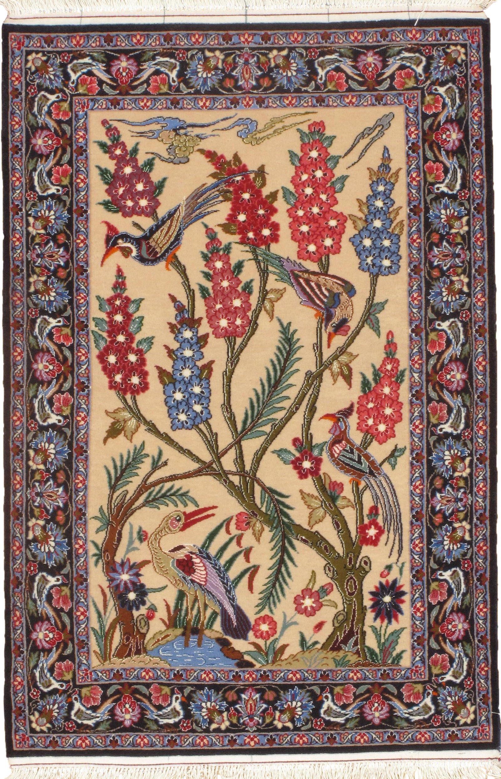 Beige Fine Persian Isfahan 2'3'' X 3'4'': Beige Fine Persian Isfahan 2'3'' X 3'4'' - New, Isfahan, Hand-Knotted, Wool & Silk, 300 -D03074- 862.This item is part of our fine auction collection which includes many fine home accessories includin