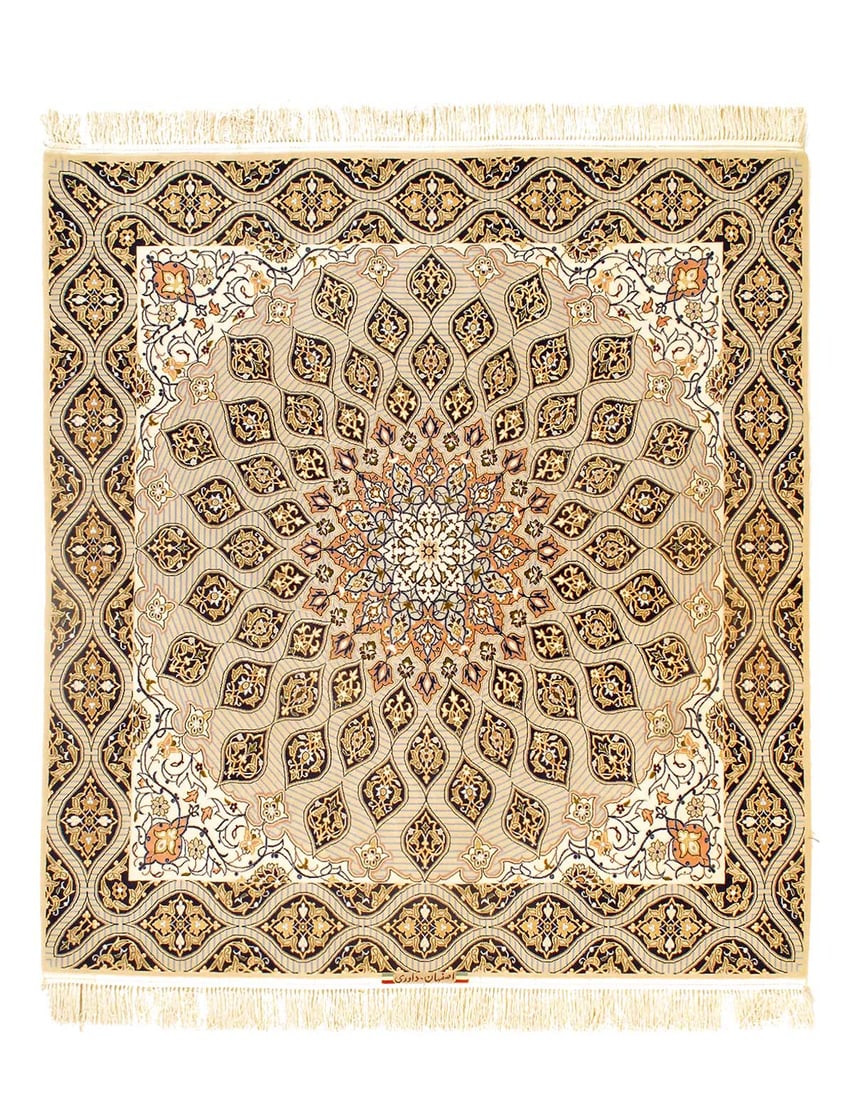 Gray Persain Isfahan silk & wool 4' 11'' X 5' 6'': Gray Persain Isfahan silk & wool 4' 11'' X 5' 6'' - New, Isfahan, Hand-Knotted, Wool & Silk, 300 -D05192- 862.This item is part of our fine auction collection which includes many fine home accessories