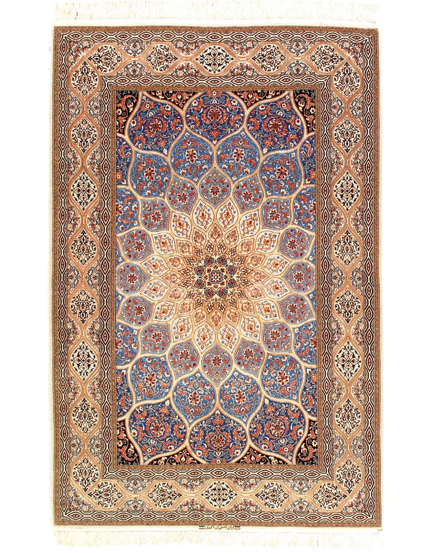 Fine Hand knotted silk & wool Isfahan 5'1'' X 7'11'' (1 of 3)