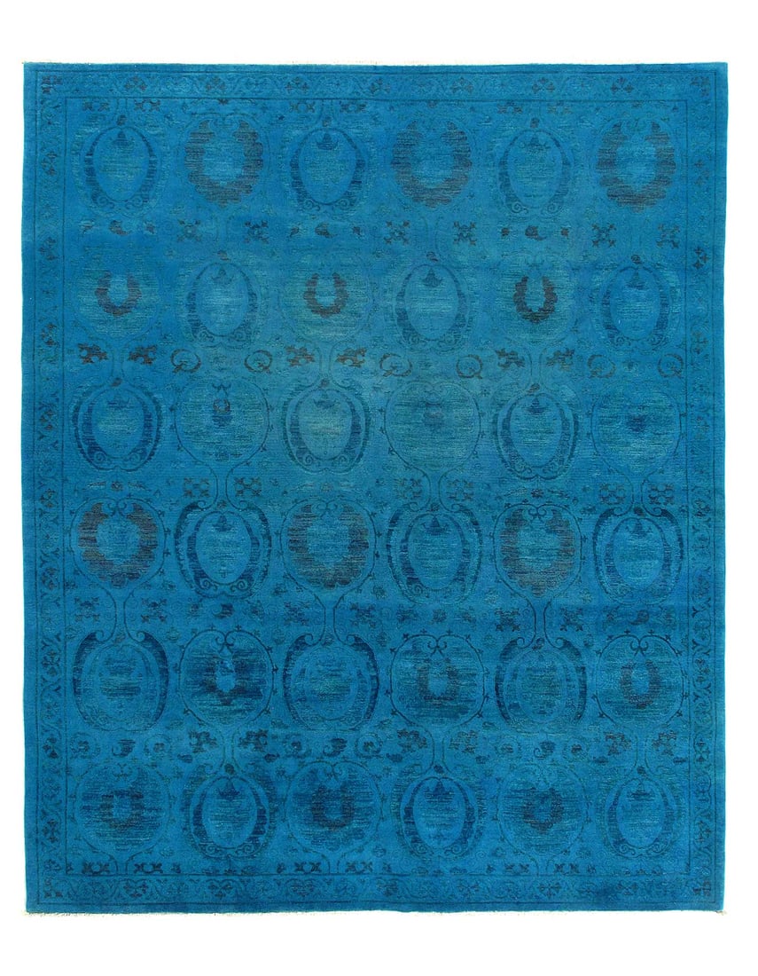 Blue Color Fine hand knotted Overdyed Modern rug 8'1"X 10': Blue Color Fine hand knotted Overdyed Modern rug 8'1"X 10' Modern Rug, Hand-Knotted, Lamb's Wool, 300 -D14951- 862.This item is part of our fine auction collection which includes many fine home access