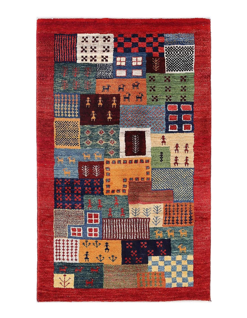 Fine Hand knotted Persian Gabbeh 2'9"X 4'7": Fine Hand knotted Persian Gabbeh 2'9"X 4'7" - NEW, Gabbeh, Hand-Knotted, Lamb's Wool, 300 -D13448- 862.This item is part of our fine auction collection which includes many fine home accessories includ