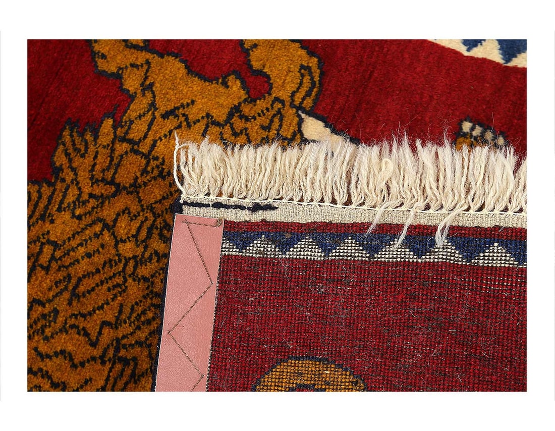 Handmade Persian Gabbeh Pictorial Lion Accent 2'X 2'9" - 3