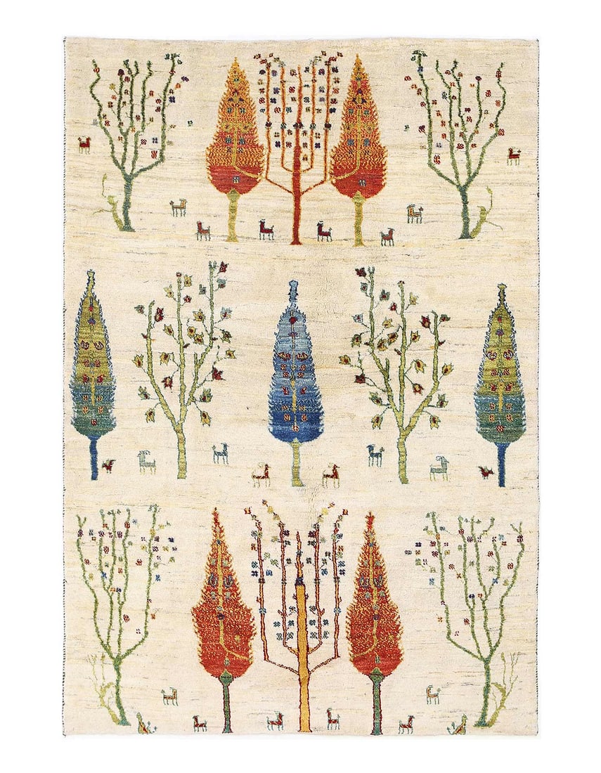 Fine Hand knotted Persian Gabbeh rug 4'9'' X 7': Fine Hand knotted Persian Gabbeh rug 4'9'' X 7' - New, Gabbeh, Hand-Knotted, Lamb's Wool, 300 -D13968- 862.This item is part of our fine auction collection which includes many fine home accessories in