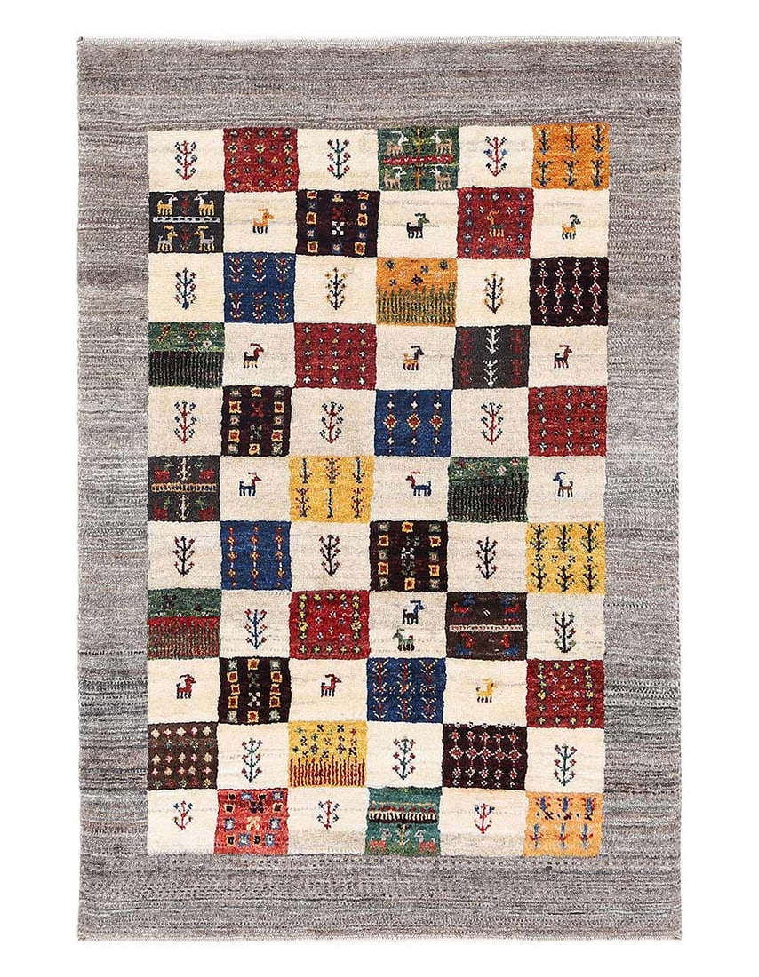 Fine Hand knotted Persian Gabbeh 2'9'' X 4'1'': Fine Hand knotted Persian Gabbeh 2'9'' X 4'1'' - New, Gabbeh, Hand-Knotted, Lamb's Wool, 300 -D13512- 862.This item is part of our fine auction collection which includes many fine home accessories inc
