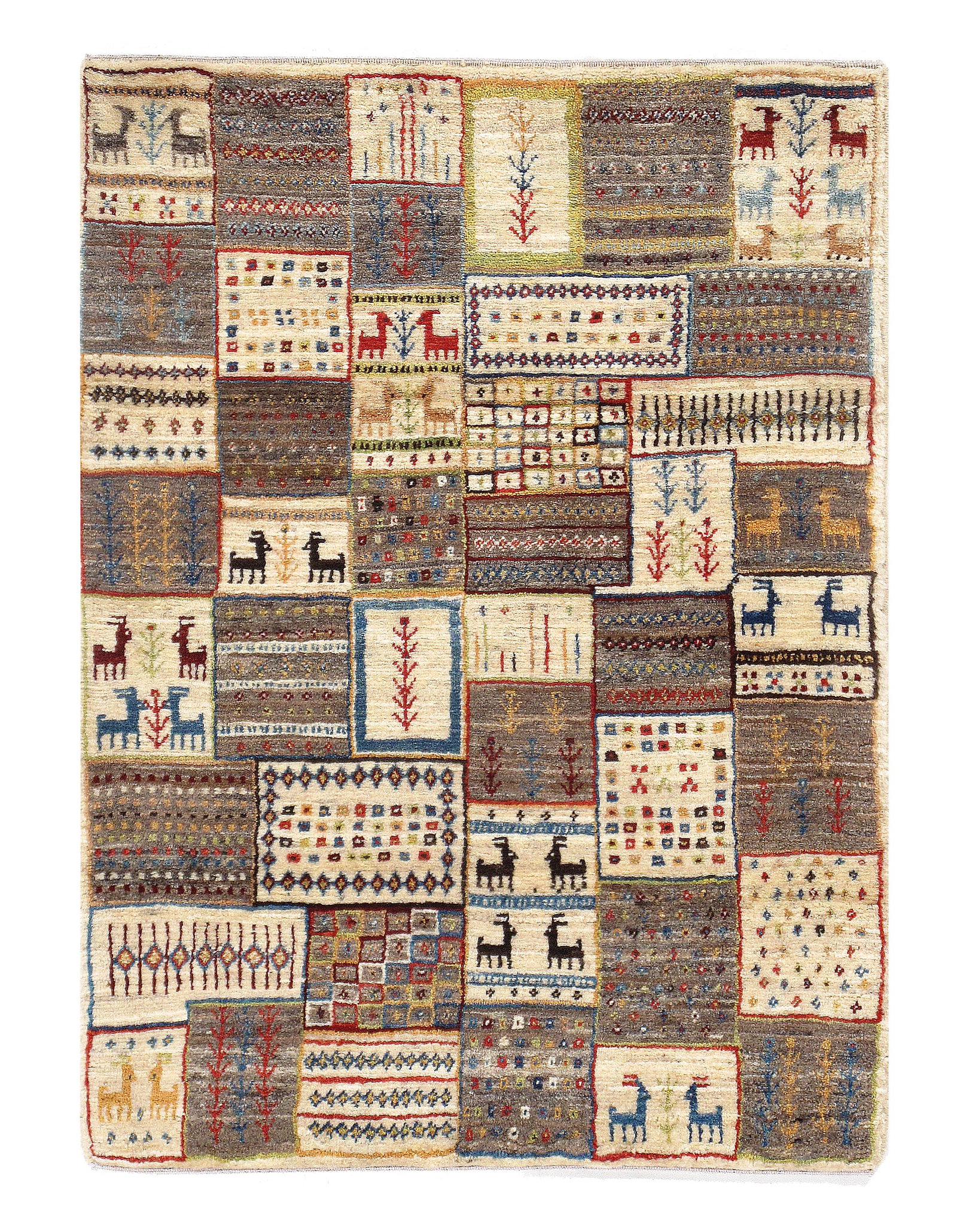 Multi Color Persian Gabbeh 2'9" X 4': Multi Color Persian Gabbeh 2'9" X 4' - New, Gabbeh, Hand-Knotted, Lamb's Wool, 300 -D09220- 862.This item is part of our fine auction collection which includes many fine home accessories including ant