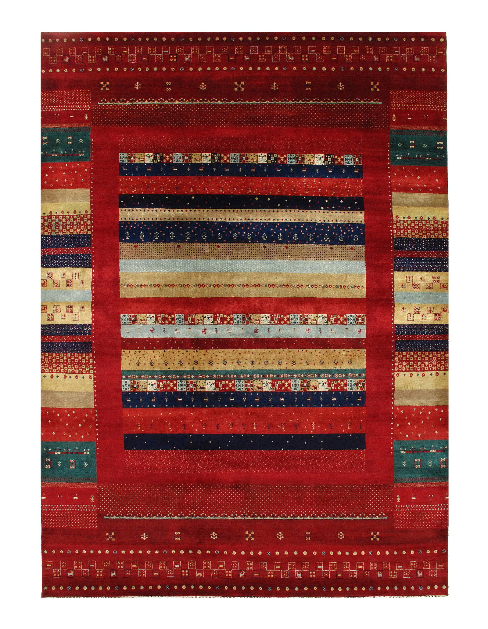 Multi Color Persian Hand knotted Gabbeh Design 9' X 12': Multi Color Persian Hand knotted Gabbeh Design 9' X 12' - New, Gabbeh, Hand-Knotted, Lamb's Wool, 300 -D10998- 862.This item is part of our fine auction collection which includes many fine home access