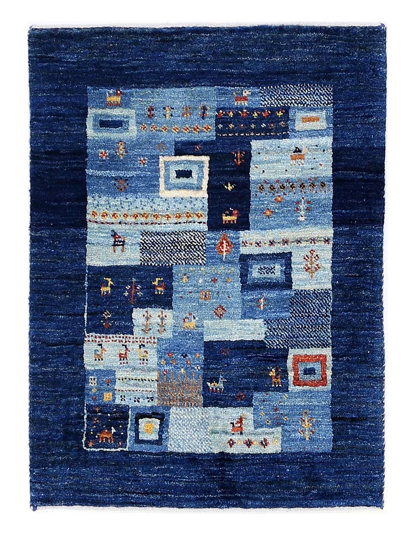 Navy blue Persian Hand knotted Gabbeh 1'11'' X 2'7'': Navy blue Persian Hand knotted Gabbeh 1'11'' X 2'7'' - New, Gabbeh, Hand-Knotted, Lamb's Wool, 300 -D13855- 862.This item is part of our fine auction collection which includes many fine home accessori