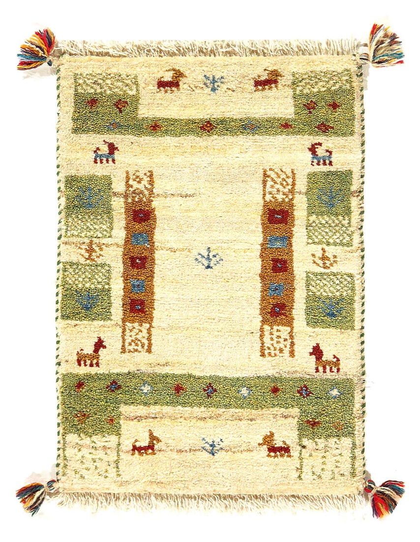 Rust and Beige Persian Gabbeh Lori Baft Scatter Rug 1'4"X 2': Rust and Beige Persian Gabbeh Lori Baft Scatter Rug 1'4"X 2' - NEW, Gabbeh, Hand-Knotted, Lamb's Wool, 300 -D09749- 862.This item is part of our fine auction collection which includes many fine home a