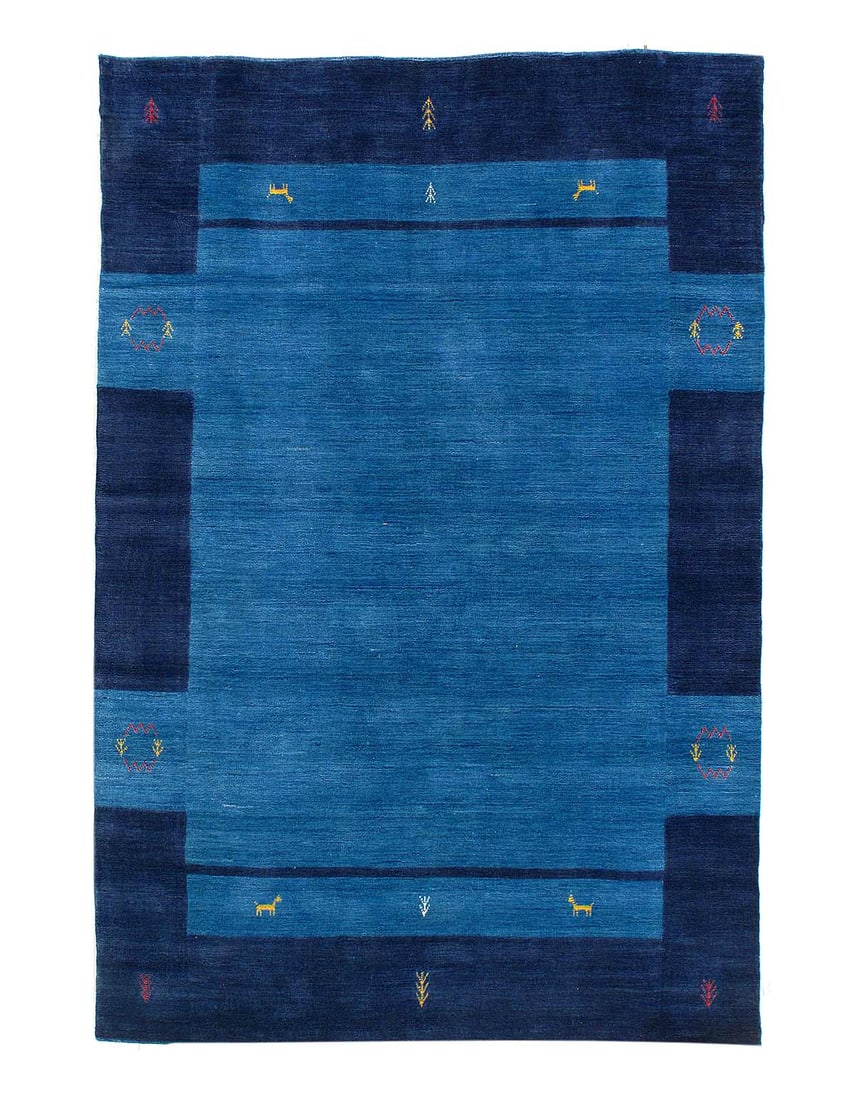 Navy blue Hand knotted Gabbeh 5'X 8': Navy blue Hand knotted Gabbeh 5'X 8' - NEW, Gabbeh, Hand-Knotted, Lamb's Wool, 300 -D14984- 862.This item is part of our fine auction collection which includes many fine home accessories including ant