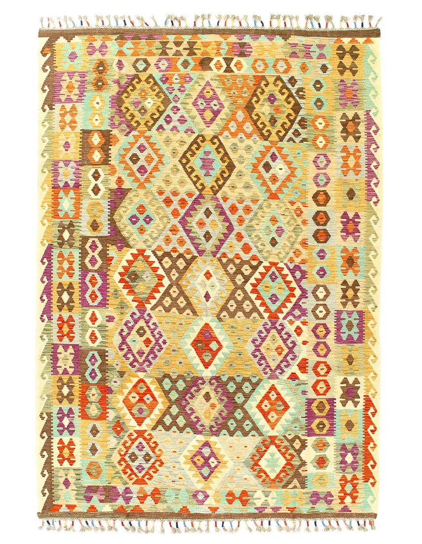 Kilim Handspun Wool Rug 6'6'' X 9'6'': Kilim Handspun Wool Rug 6'6'' X 9'6'' - New, Flat Weave, Hand-Knotted, Flat Weave, 300 -D09862- 862.This item is part of our fine auction collection which includes many fine home accessories including