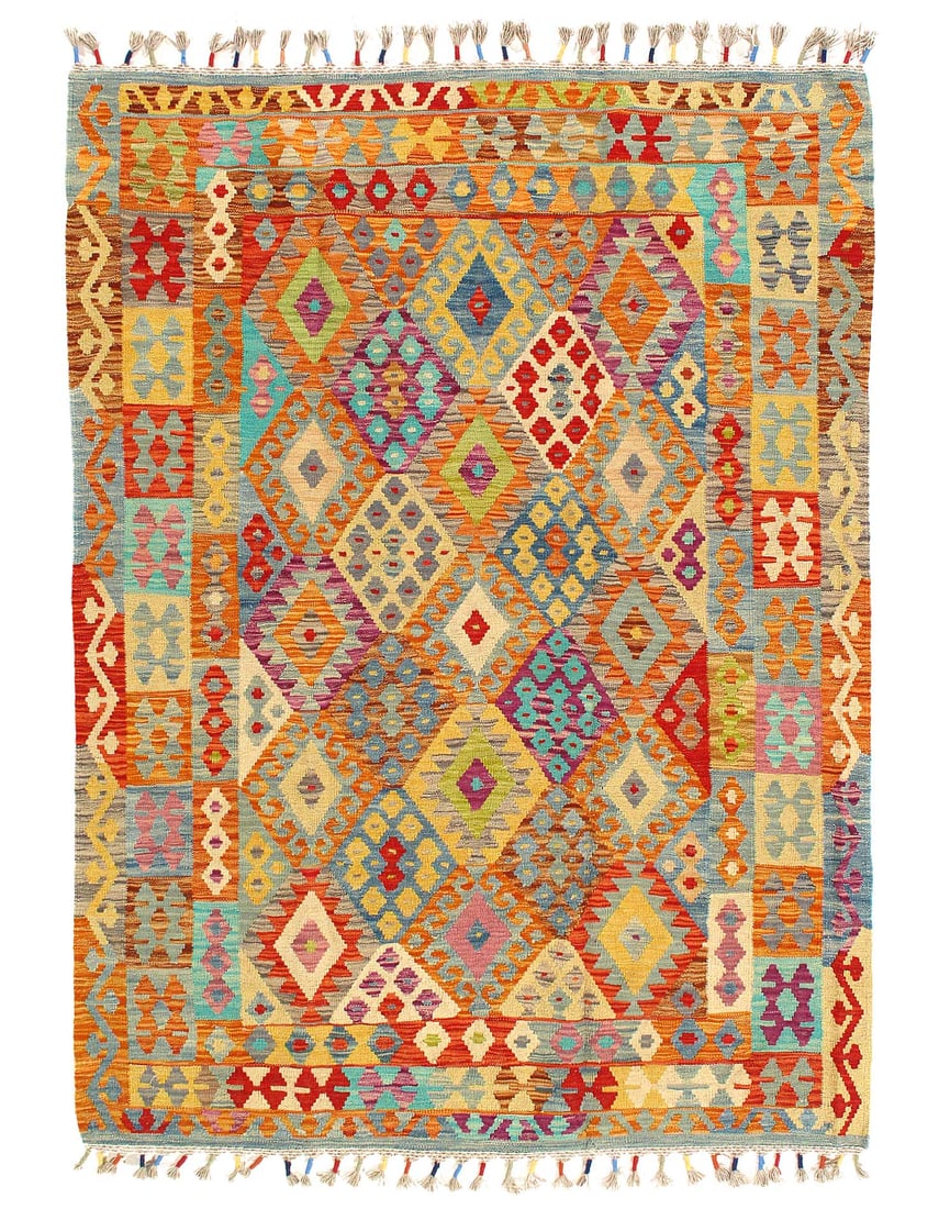 Kilim Handspun Wool Rug 5'1'' X 6'7'': Kilim Handspun Wool Rug 5'1'' X 6'7'' - NEW, Flat Weave, Hand-Knotted, Flat Weave, 300 -D09884- 862.This item is part of our fine auction collection which includes many fine home accessories including