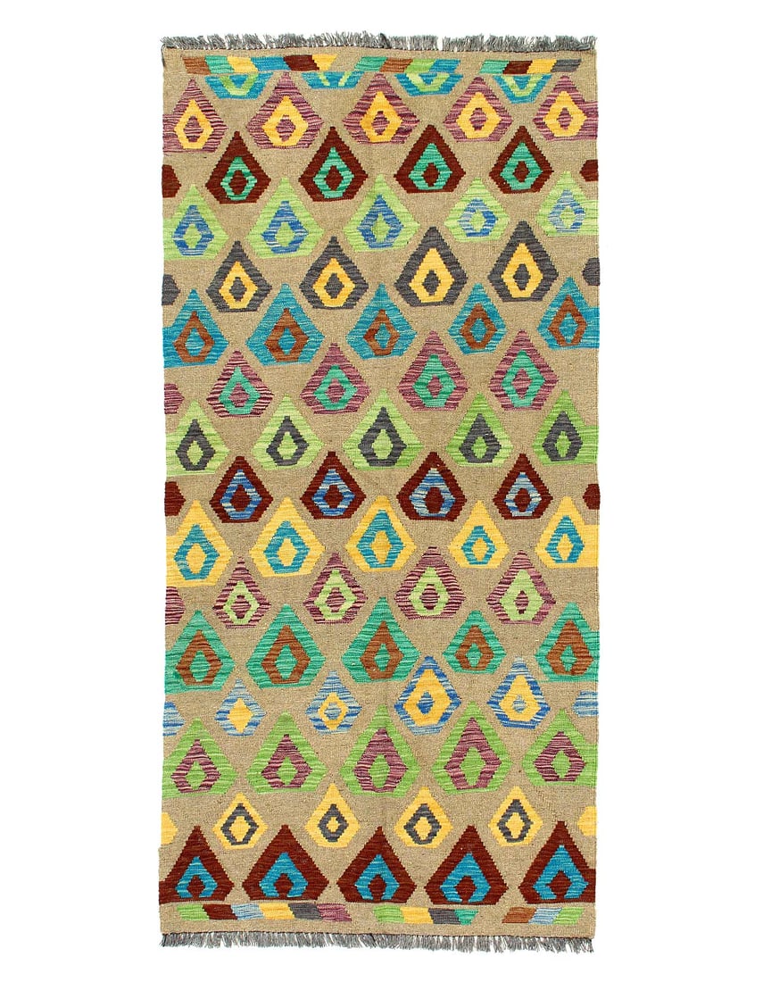 Kilim Handspun flat weave Wool Rug 3'3'' X 6'7'': Kilim Handspun flat weave Wool Rug 3'3'' X 6'7'' - New, Flat Weave, Hand-Knotted, Wool, 300 -D09903- 862.This item is part of our fine auction collection which includes many fine home accessories incl