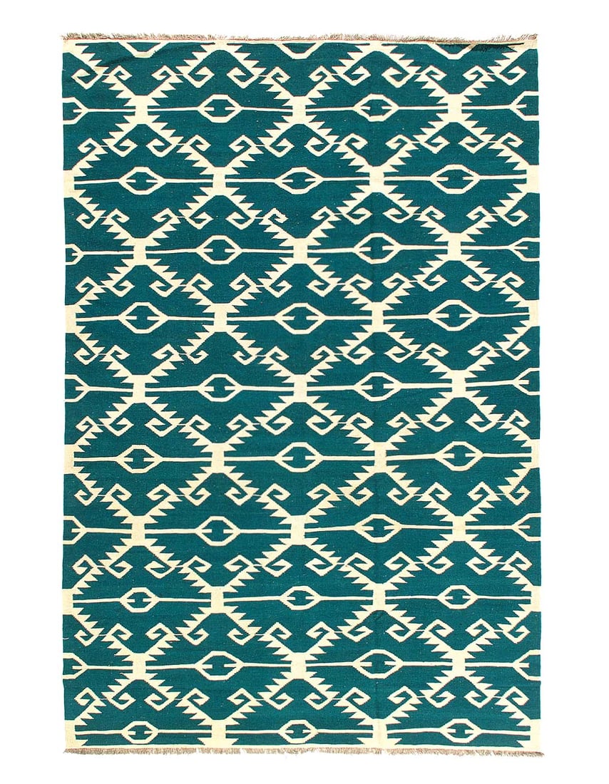 Reversible Kilim Flat Weave Wool On Wool Rug 6'4'' X 9'7'': Reversible Kilim Flat Weave Wool On Wool Rug 6'4'' X 9'7'' - New, Flat Weave, Flatweave, Flat Weave, 300 -D14407- 862.This item is part of our fine auction collection which includes many fine home acc