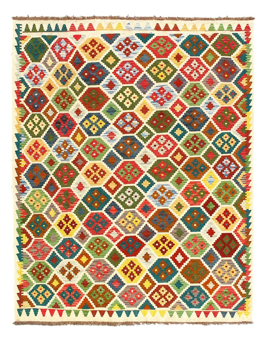 Reversible Kilim Flat Weave Wool On Wool Rug 5'1'' X 6'5'': Reversible Kilim Flat Weave Wool On Wool Rug 5'1'' X 6'5'' - New, Flat Weave, Hand-Knotted, Flat Weave, 300 -D14421- 862.This item is part of our fine auction collection which includes many fine home 