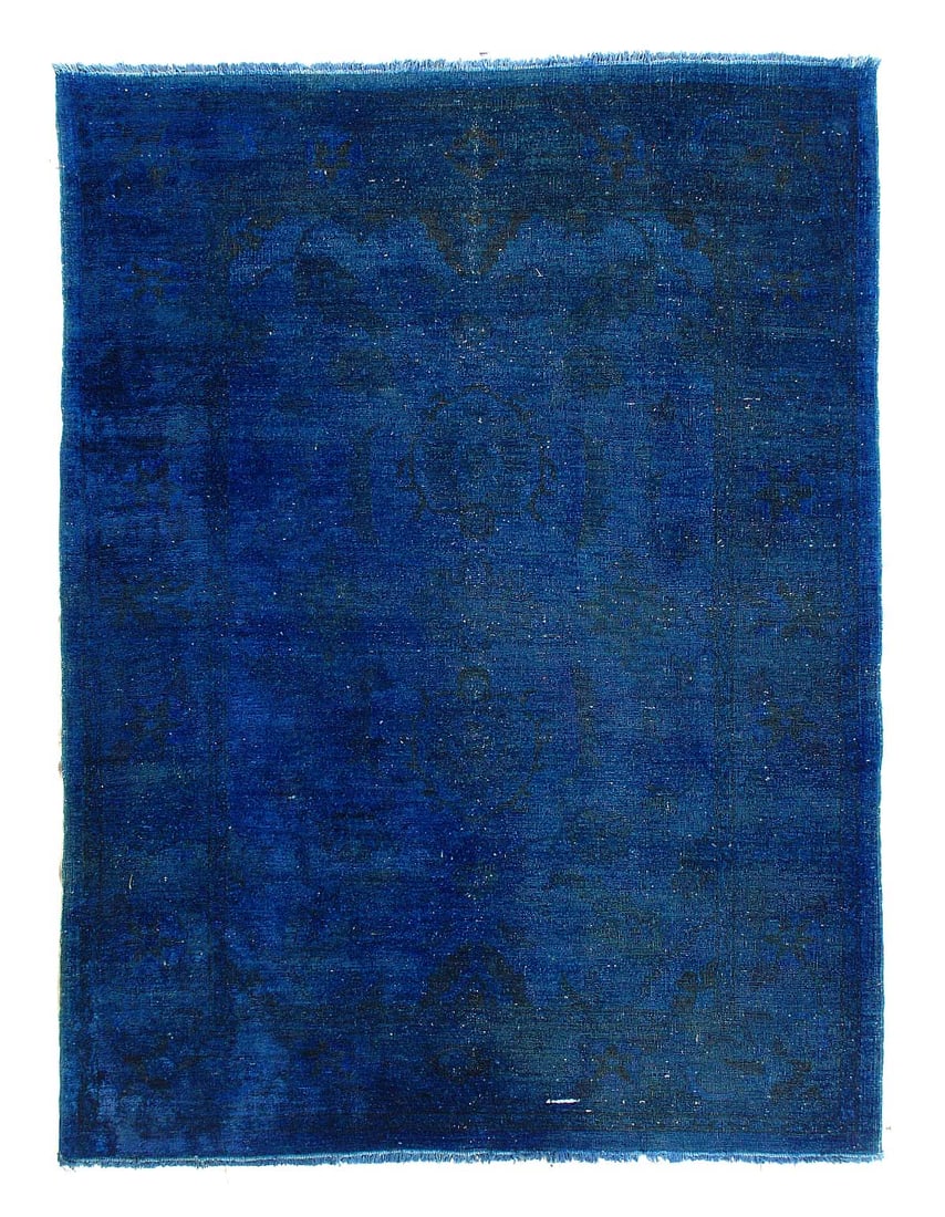 Blue Color Fine hand knotted Overdyed Modern rug 5'7'' X 7'3'': Blue Color Fine hand knotted Overdyed Modern rug 5'7'' X 7'3'' - 1990, Farahan, Hand-Knotted, Lamb's Wool, 300 -D14447- 862.This item is part of our fine auction collection which includes many fine ho