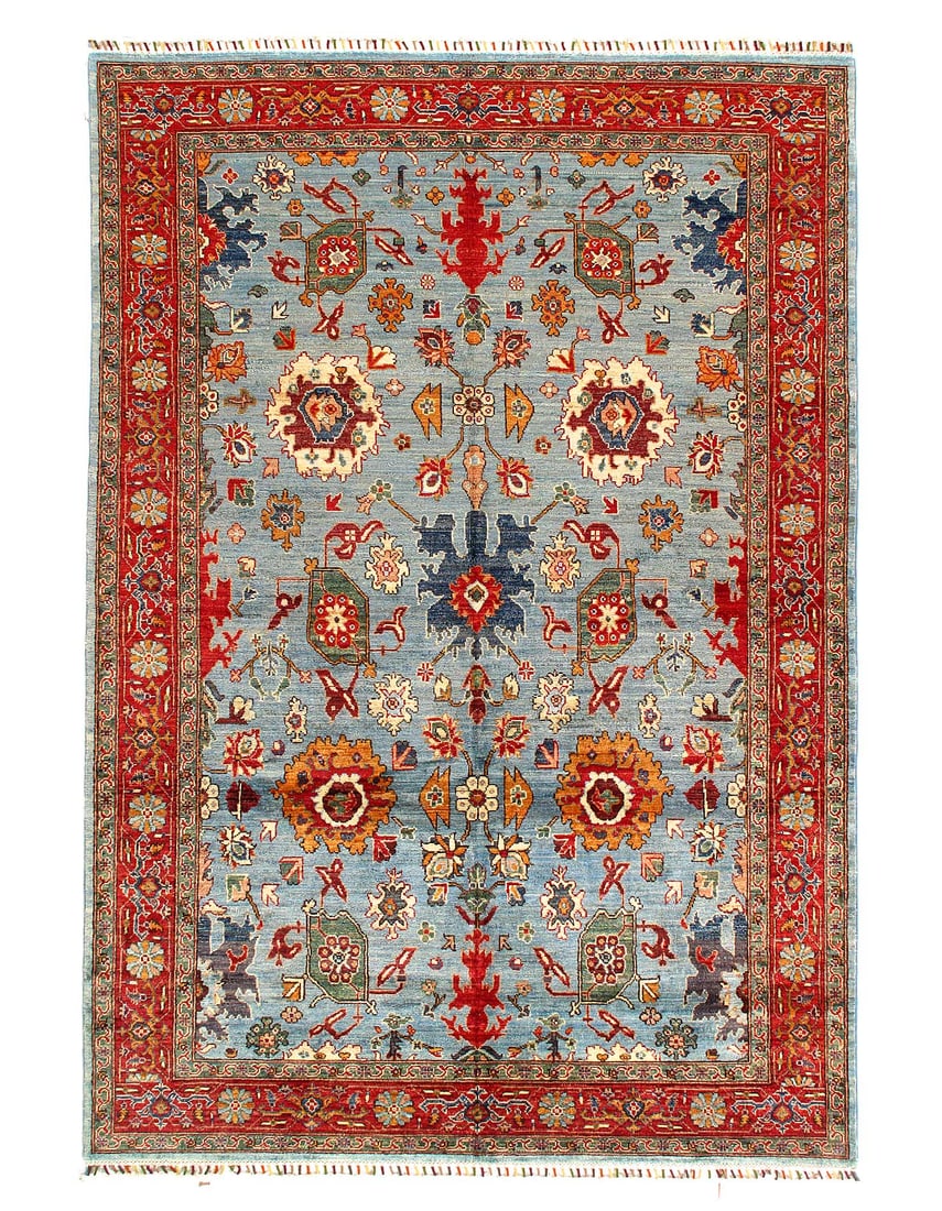 Blue color Fine Hand Knotted Farahan Rug 6'x 9': Blue color Fine Hand Knotted Farahan Rug 6'x 9' - NEW, Farahan, Hand-Knotted, Lamb's Wool, 300 -D15064- 862.This item is part of our fine auction collection which includes many fine home accessories i