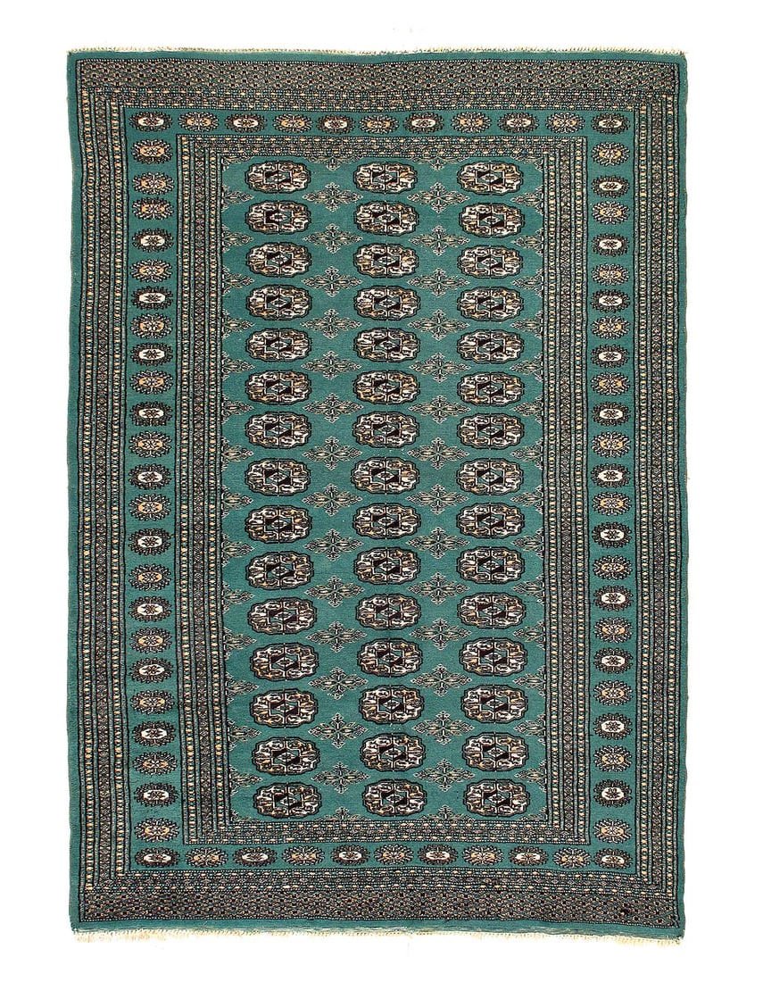 Fine Hand Knotted Bokhara rug 4'1"X 5'7": Fine Hand Knotted Bokhara rug 4'1"X 5'7" - CIRCA 1990, Bokhara, Hand-Knotted, Lamb's Wool, 300 -D12197- 862.This item is part of our fine auction collection which includes many fine home accessories i