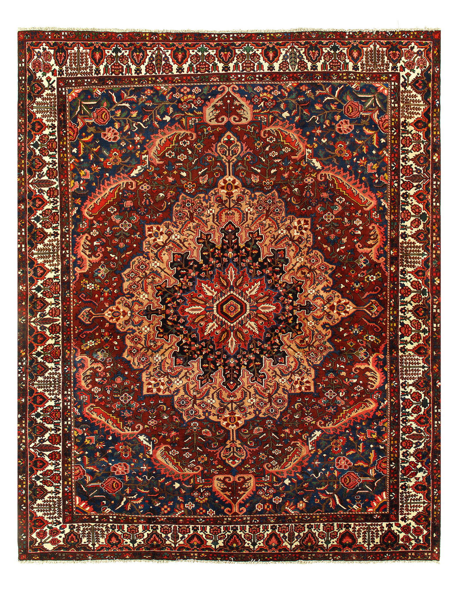 Antique Decorative Persian Bakhtiari Rug 13' X 16': Antique Decorative Persian Bakhtiari Rug 13' X 16' - circa 1920s, Bakhtiari, Hand-Knotted, Lamb's Wool, 300 -17476- 862.This item is part of our fine auction collection which includes many fine home a