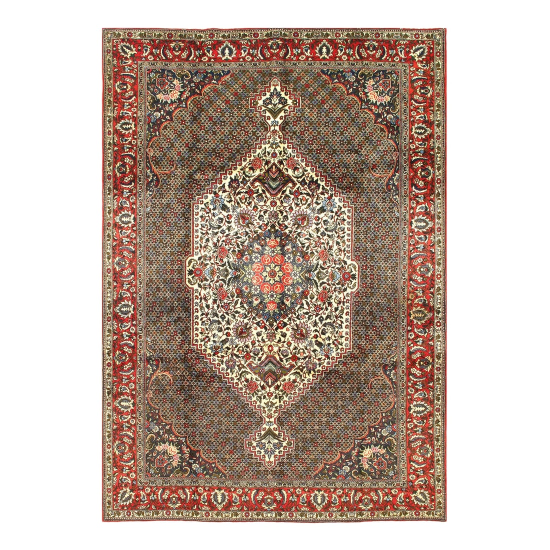 1980s Vintage Persian Bakhtiari Hand-Knotted Rug - 6'9" x 10': 1980s Vintage Persian Bakhtiari Hand-Knotted Rug - 6'9" x 10' - , Bakhtiari, Hand-Knotted, Lamb's Wool, 300 -D10392- 862.This item is part of our fine auction collection which includes many fine home 