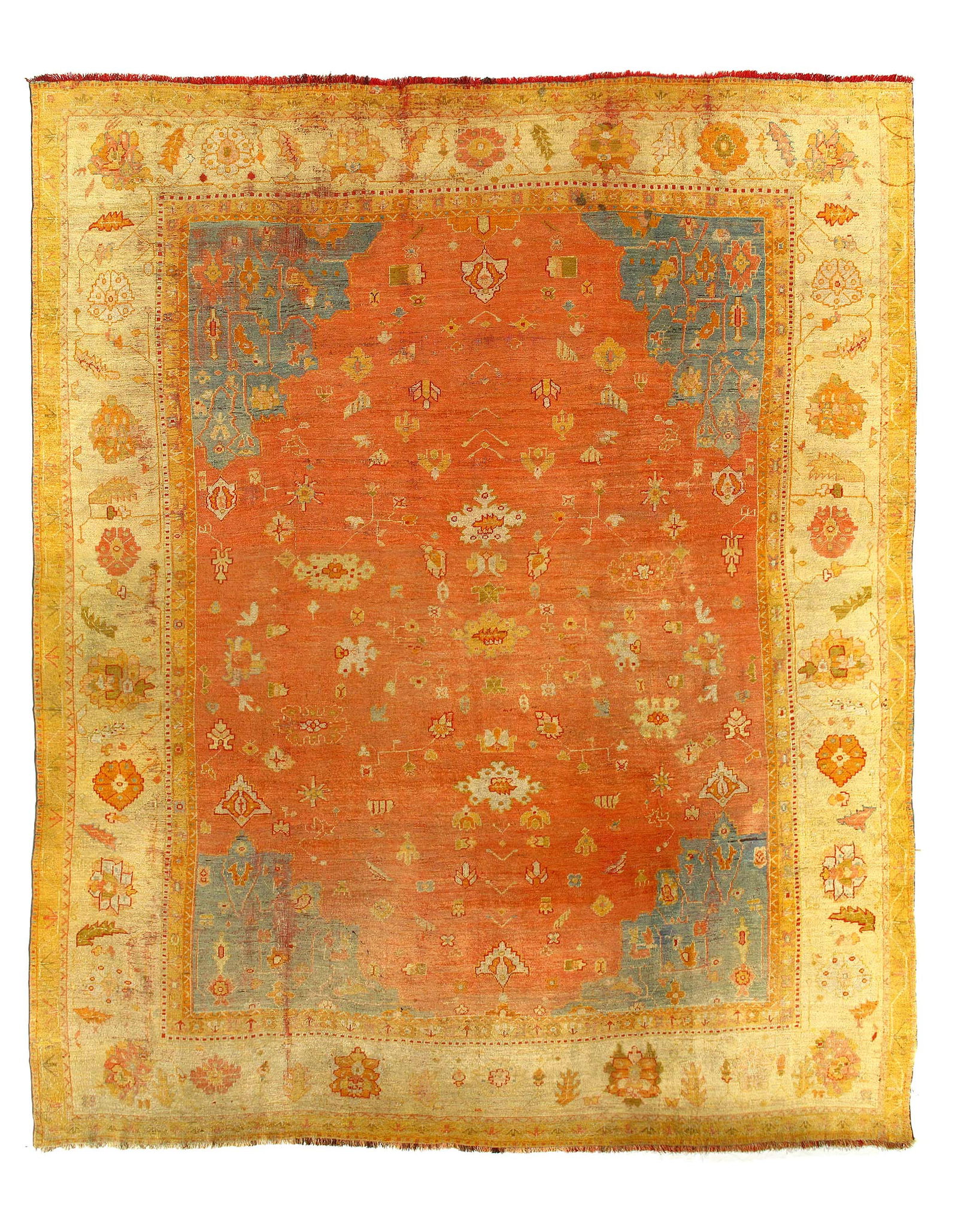 Original Antique Turkish Angora Oushak 11'10"x 14': Original Antique Turkish Angora Oushak 11'10"x 14' - circa 1880, Angora, Hand-Knotted, Lamb's Wool, 300 -D14562- 862.This item is part of our fine auction collection which includes many fine home acce