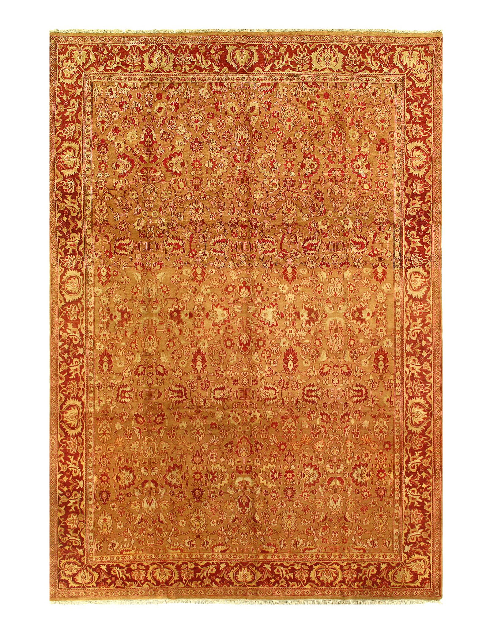 Light Brown Fine Hand knotted Agra rug 9'11'' X 14'3'': Light Brown Fine Hand knotted Agra rug 9'11'' X 14'3'' - New, Agra, Hand-Knotted, Lamb's Wool, 300 -21902- 862.This item is part of our fine auction collection which includes many fine home accessorie