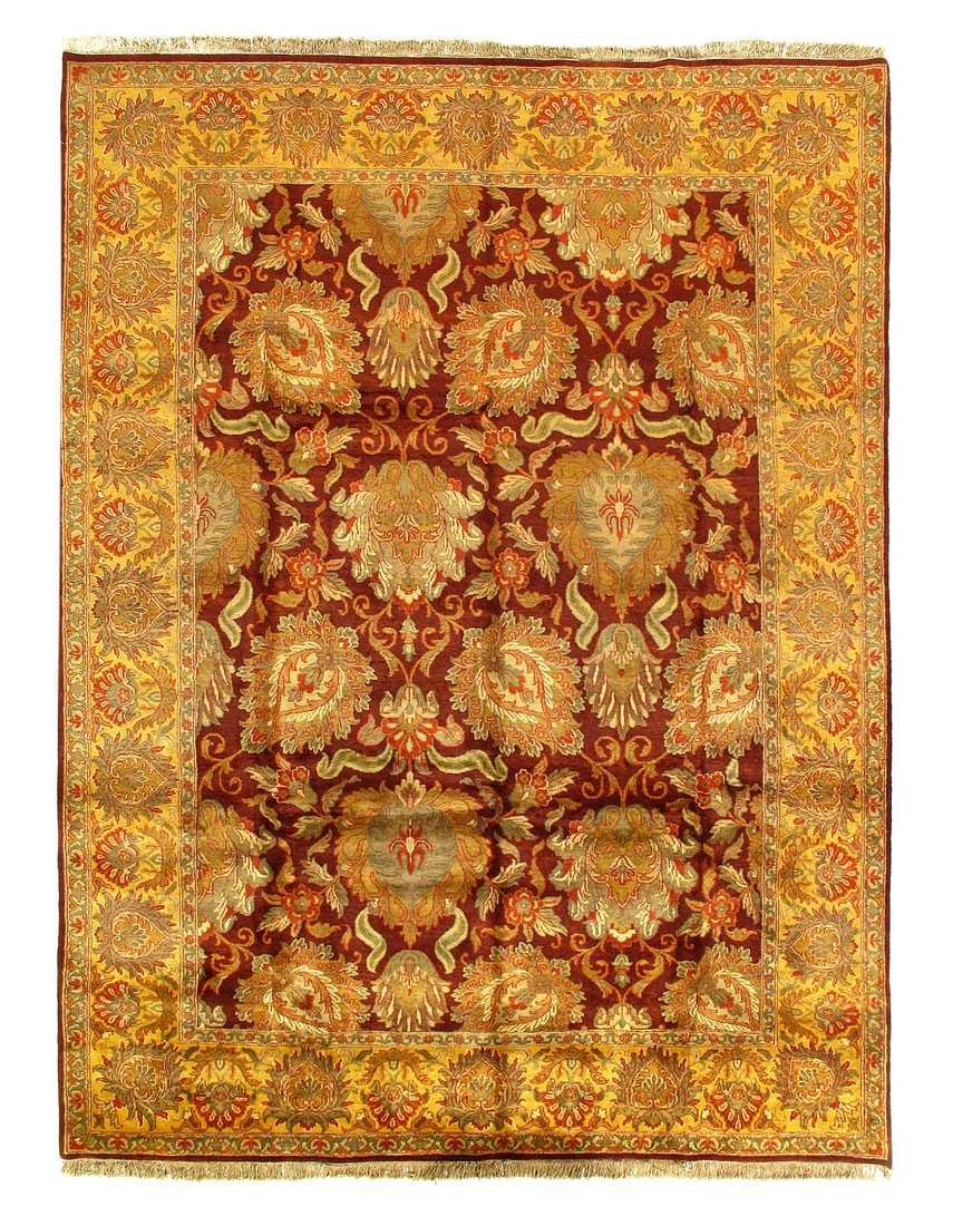 Rust Fine Hand Knotted Augra 9'x 12'1": Rust Fine Hand Knotted Augra 9'x 12'1" - NEW, Agra, Hand-Knotted, Lamb's Wool, 300 -23155- 862.This item is part of our fine auction collection which includes many fine home accessories including anti