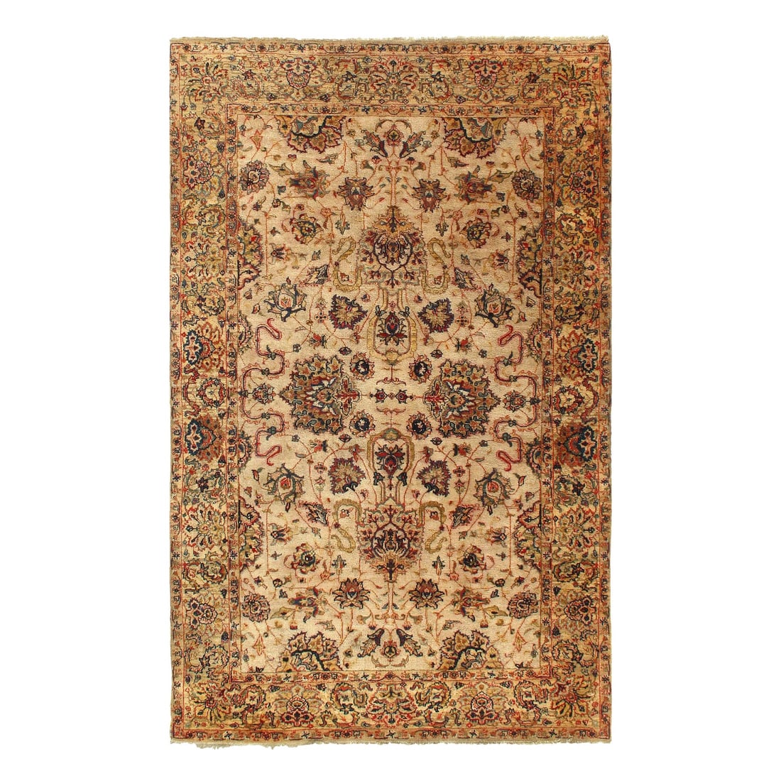Indo Agra New Zealand Wool Rug - 5' x 8': Indo Agra New Zealand Wool Rug - 5' x 8' - , Agra, Hand-Knotted, Lamb's Wool, 300 -D10070- 862.This item is part of our fine auction collection which includes many fine home accessories including anti