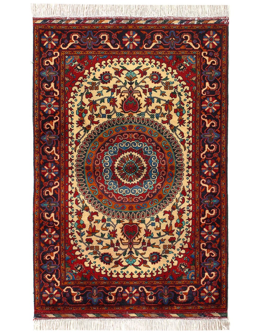 1970s Vintage Afghan Rug 2'8"X 4': 1970s Vintage Afghan Rug 2'8"X 4' - circa 1970, Afghan, Hand-Knotted, Lamb's Wool, 300 -D12293- 862.This item is part of our fine auction collection which includes many fine home accessories including