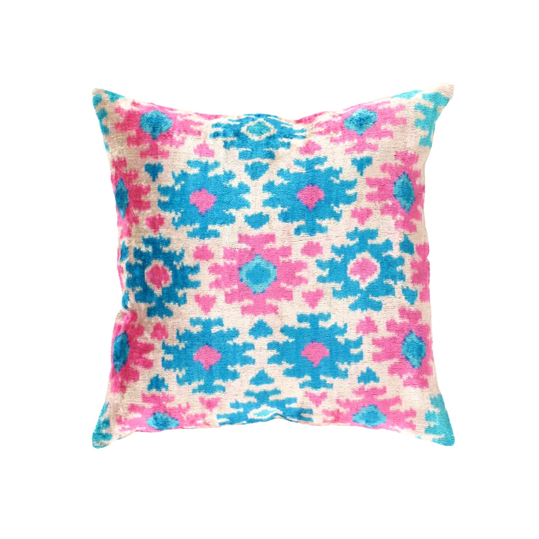 TI 287 Multi color Turkish Pillow 20'': TI 287 Multi color Turkish Pillow 20'' - New, Ikat, Hand-made, Velvet Silk, 300 -TI 287- 862.This item is part of our fine auction collection which includes many fine home accessories including antiqu