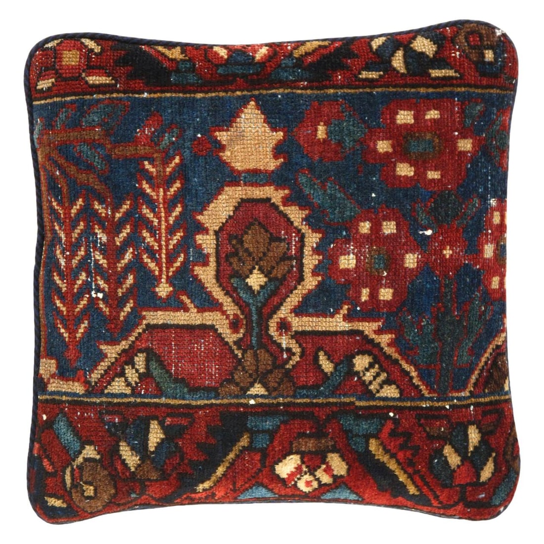 Pasargad Vintage Hand Knotted bakhtiari Rug Pillow 20'' x 20'': Pasargad Vintage Hand Knotted bakhtiari Rug Pillow 20'' - N/A, Traditional, Hand-Woven, wool, 300 -K 255- 862.This item is part of our fine auction collection which includes many fine home accessories