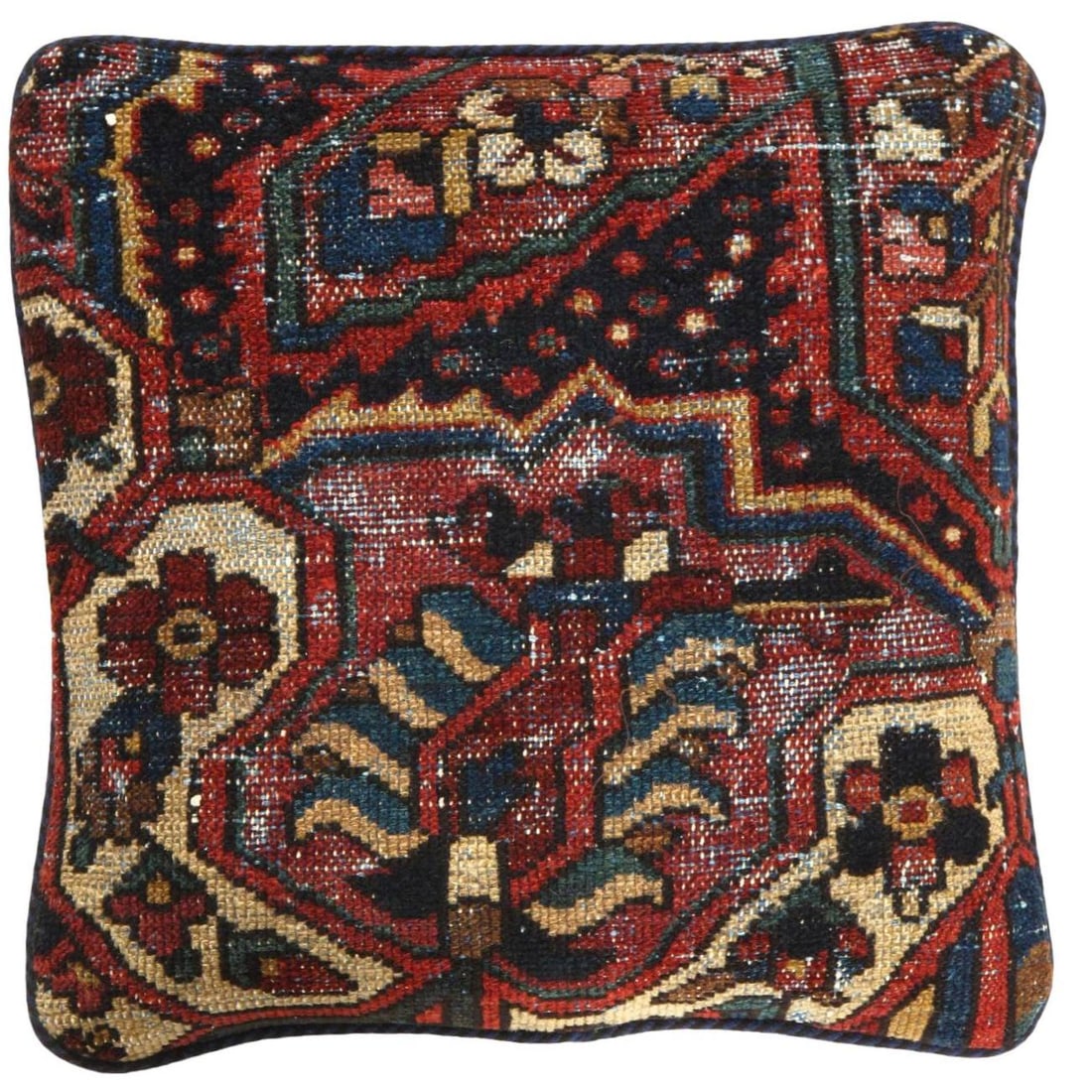 Pasargad Vintage Hand Knotted bakhtiari Rug Pillow 20'' x 20'': Pasargad Vintage Hand Knotted bakhtiari Rug Pillow 20'' - N/A, Traditional, Hand-Woven, wool, 300 -K 240- 862.This item is part of our fine auction collection which includes many fine home accessories