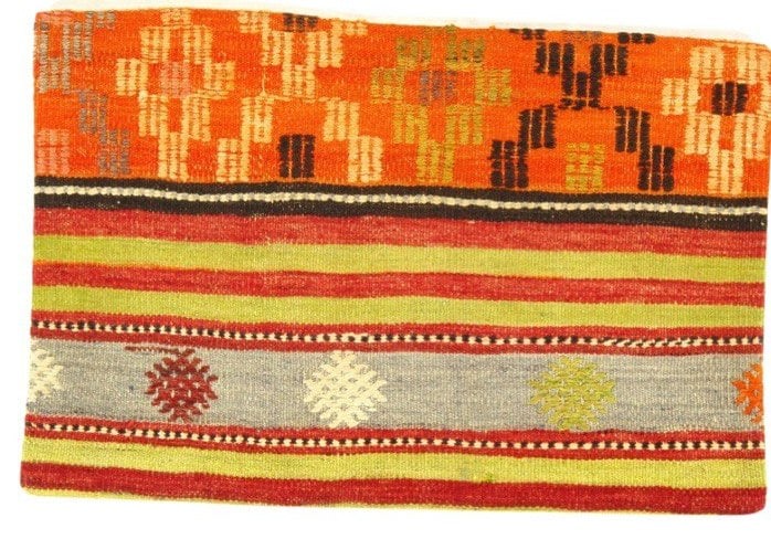 Vintage Hand Knotted K42 Pillow 16" x 24": Antique hand woven Turkish Kilim/ sumack pillow.This is 100% wool. Back 100% cotton, 300 -K 42- 862.This item is part of our fine auction collection which includes many fine home accessories including