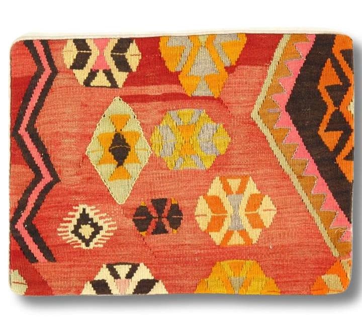 Vintage Hand Knotted K49 Pillow 16" x 24": Pasargad Antique hand woven Turkish Kilim/ sumack pillow.This is 100% wool. Back 100% cotton 300 -K 49- 862.This item is part of our fine auction collection which includes many fine home accessories i