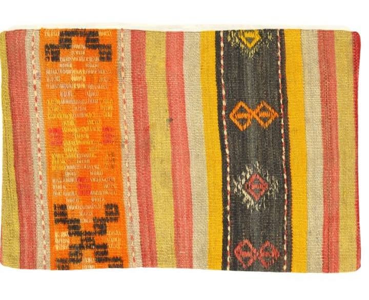 Vintage Hand Knotted K33 Pillow 16" x 24": Pasargad Antique hand woven Turkish Kilim/ sumack pillow.This is 100% wool. Back 100% cotton. 300 -K 33- 862.This item is part of our fine auction collection which includes many fine home accessories 