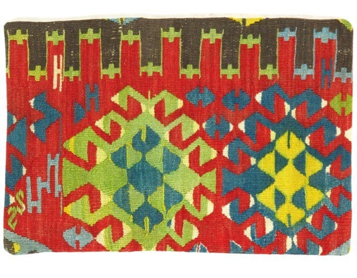 Vintage Hand Knotted K37 Pillow 16" x 24": Antique hand woven Turkish Kilim/ sumack pillow.This is 100% wool. Back 100% cotton. 300 -K37- 862.This item is part of our fine auction collection which includes many fine home accessories including 