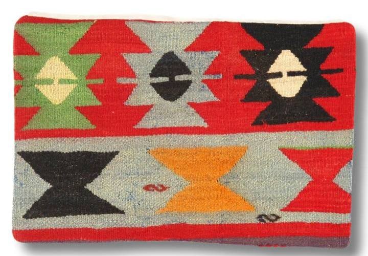 Vintage Hand Knotted K50 Pillow 16" x 24": Antique hand woven Turkish Kilim/ sumack pillow.This is 100% wool. Back 100% cotton, 300 -K 50 - 862.This item is part of our fine auction collection which includes many fine home accessories includin