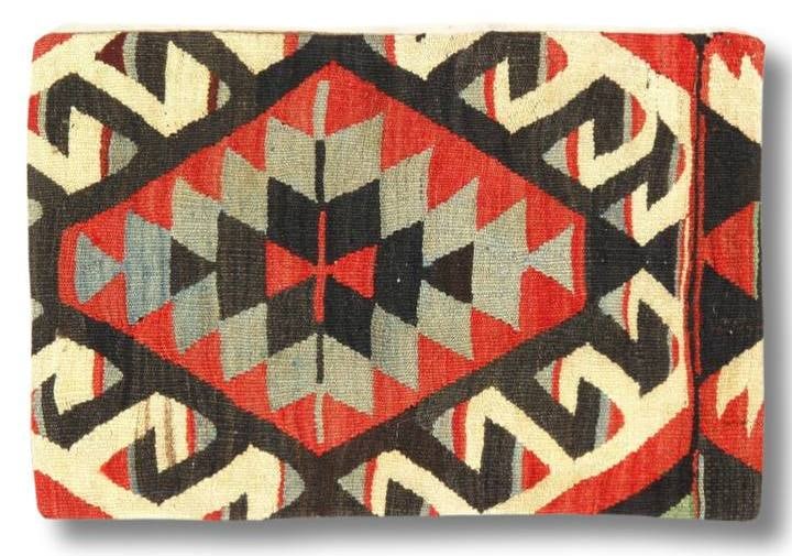 Vintage Hand Knotted K51 Pillow 16" x 24": Antique hand woven Turkish Kilim/ sumack pillow.This is 100% wool. Back 100% cotton, 300 -K 51- 862.This item is part of our fine auction collection which includes many fine home accessories including