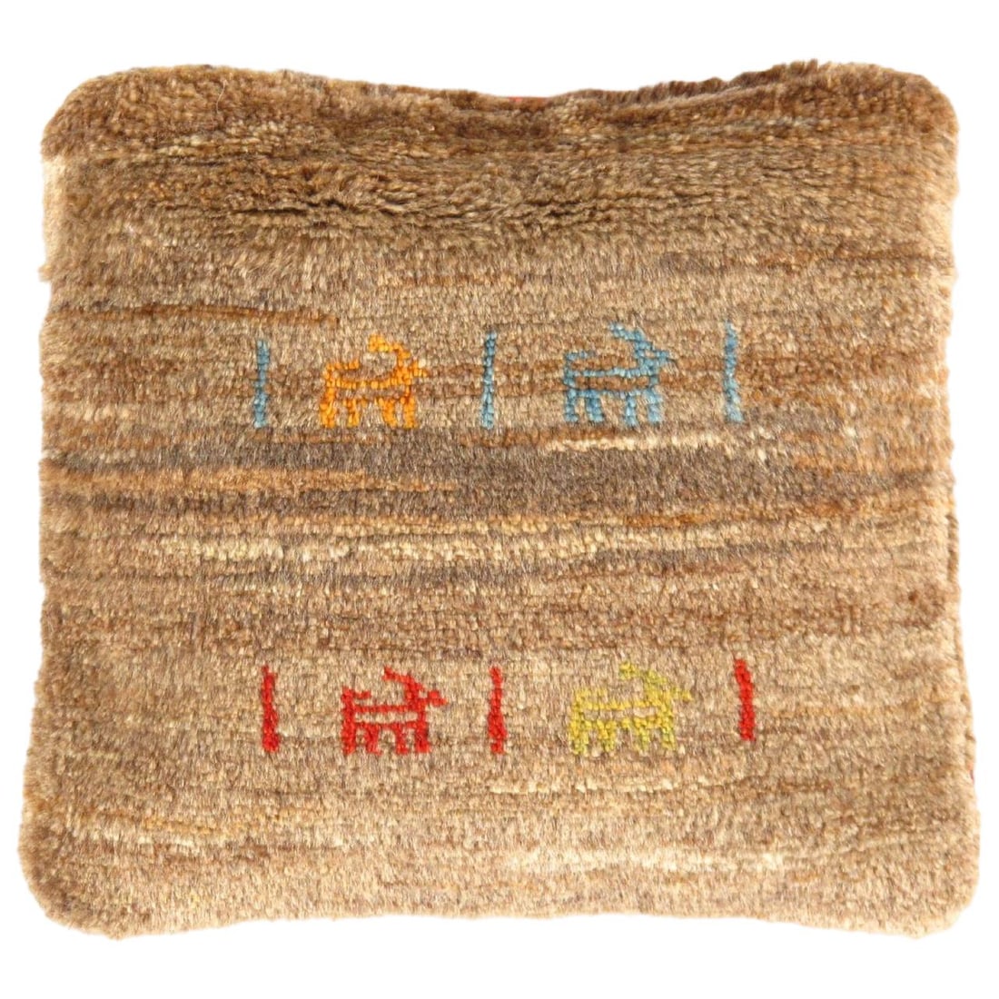 Fine Hand knotted Persian Gabbeh pillow 15'' X 16'': Fine Hand knotted Gabbeh pillow 15"X 16" Gabbeh, Hand-Woven, Lamb's Wool, 300 -PG 149 - 862.This item is part of our fine auction collection which includes many fine home accessories including antique
