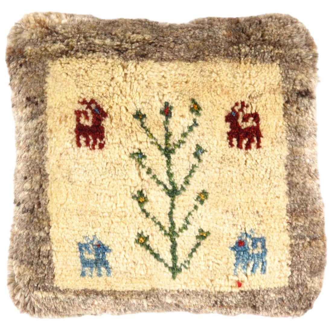 Fine Hand knotted Persian Gabbeh pillow 15'' X 15'': Fine Hand knotted Persian Gabbeh pillow 15" X 15" - New, Gabbeh, Handmade , Lamb's Wool, 300 -PG 173- 862.This item is part of our fine auction collection which includes many fine home accessories inc