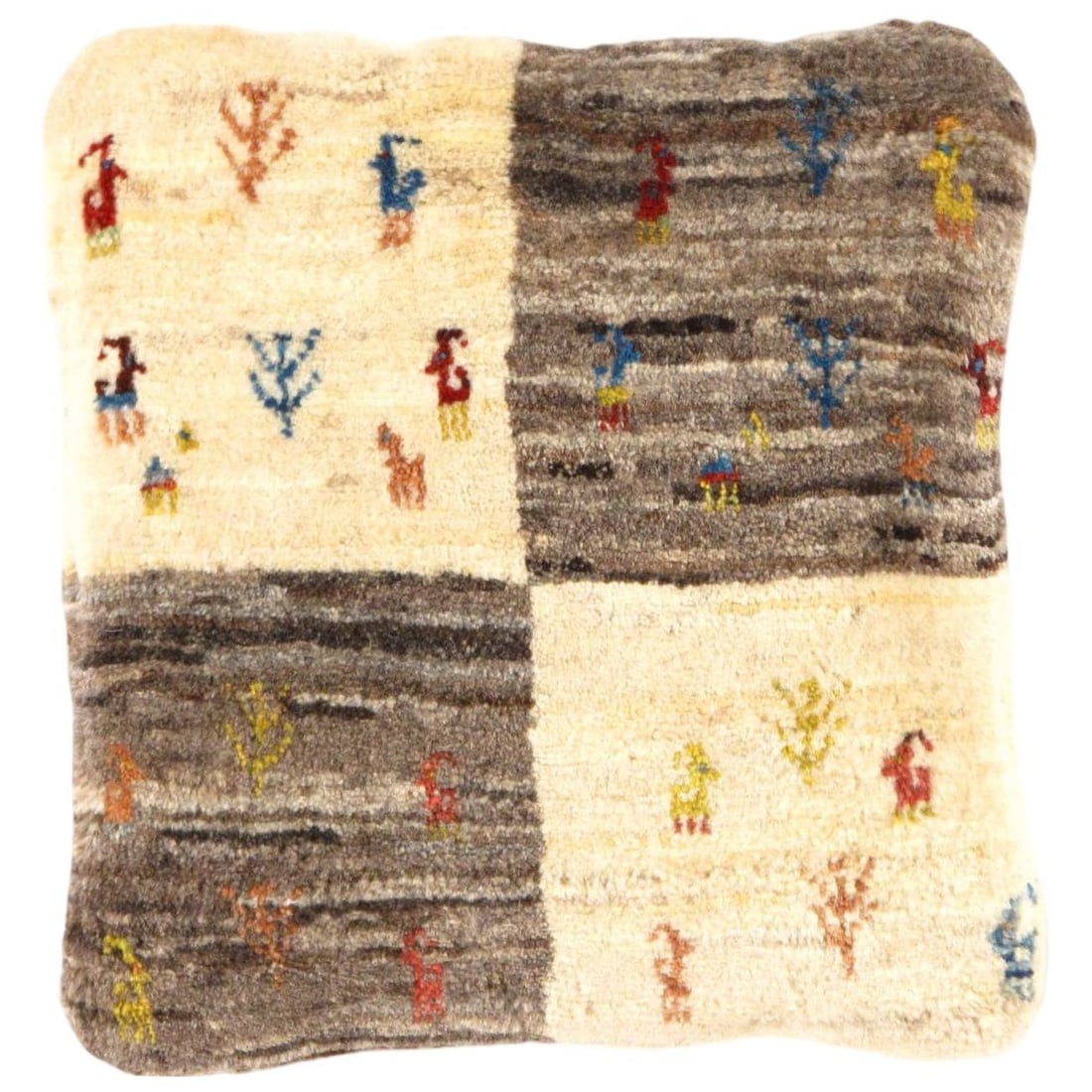 Fine Hand knotted Persian Gabbeh pillow 14'' X 15'': Fine Hand knotted Persian Gabbeh pillow 14" X 15" - New, Gabbeh, Handmade , Lamb's Wool, 300 -PG 161- 862.This item is part of our fine auction collection which includes many fine home accessories inc
