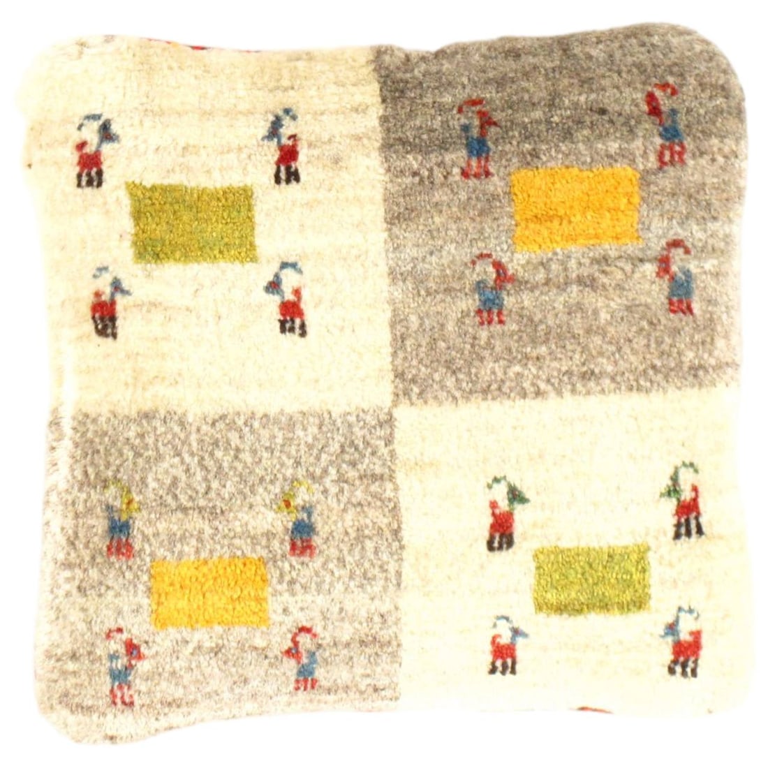 Fine Hand knotted Persian Gabbeh pillow 15'' X 16'': Fine Hand knotted Persian Gabbeh pillow 15"X 16" - New, Gabbeh, Handmade , Lamb's Wool, 300 -PG 146 - 862.This item is part of our fine auction collection which includes many fine home accessories inc