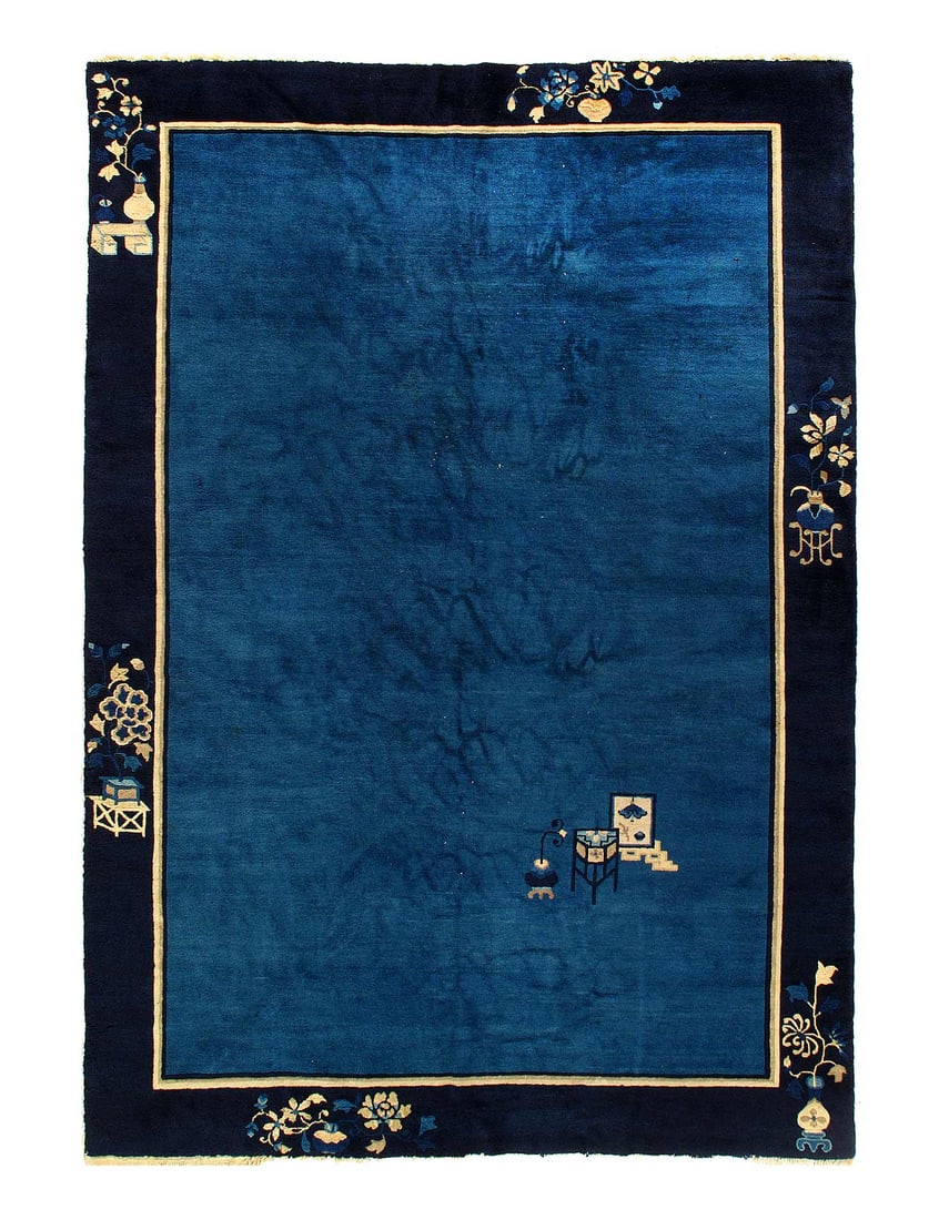 Navy Blue Antique Chinese Peking Rug 6'1"X 8'9": Navy Blue Antique Chinese Peking Rug 6'1"X 8'9" - Antique Circa 1920, Peking , Hand-Knotted, Lamb's Wool, 300 -D15375- 862.This item is part of our fine auction